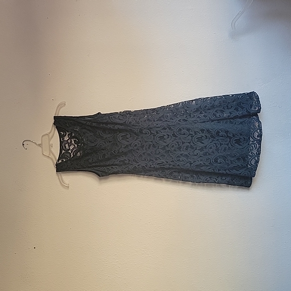 LIZ CLAIRBONE esleveeles roundneck midi dress size 8 color green  lace - Picture 2 of 15